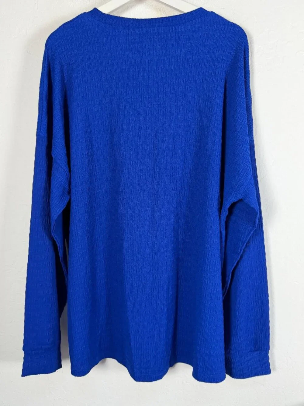 Sunshine & Rodeos Essentials Royal Blue Textured Crinkle Long Sleeve Top 2XL NWT